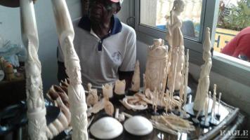 A trafficker arrested with large quantity of carved Ivory