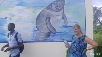 Lucy Keith Diagne (right) enjoying manatee arts in  Dizangue